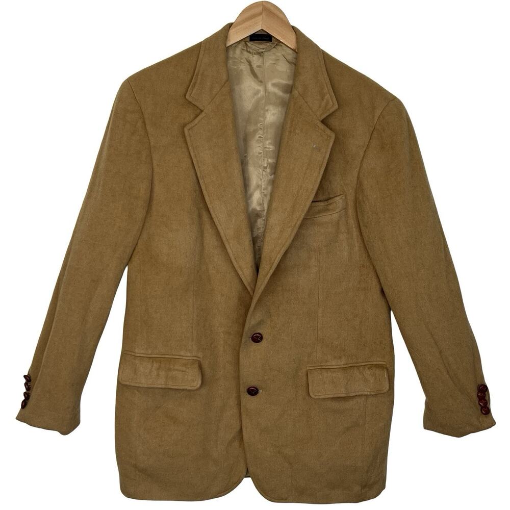 Vintage University Shop Camel Hair Blazer 42R Tan,Satin Lining Made In Brazil
